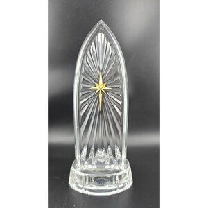 TOWLE Czech 24% Lead Crystal Cathedral Votive Candle Holder Holy Gold Star